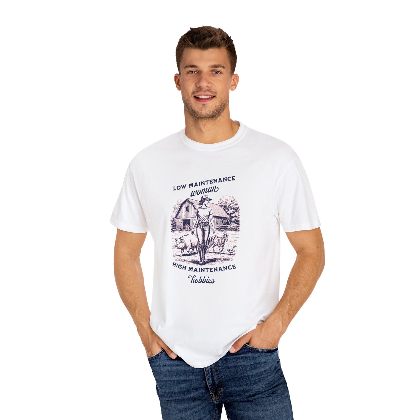 Low Maintenance Woman High Maintenance Hobbies T-Shirt – Funny Farm Life Homesteader Graphic Tee (Comfort Colors), Funny Homestead Shirt, Farm Girl Tee, Homesteading Shirt, Gift For Wife