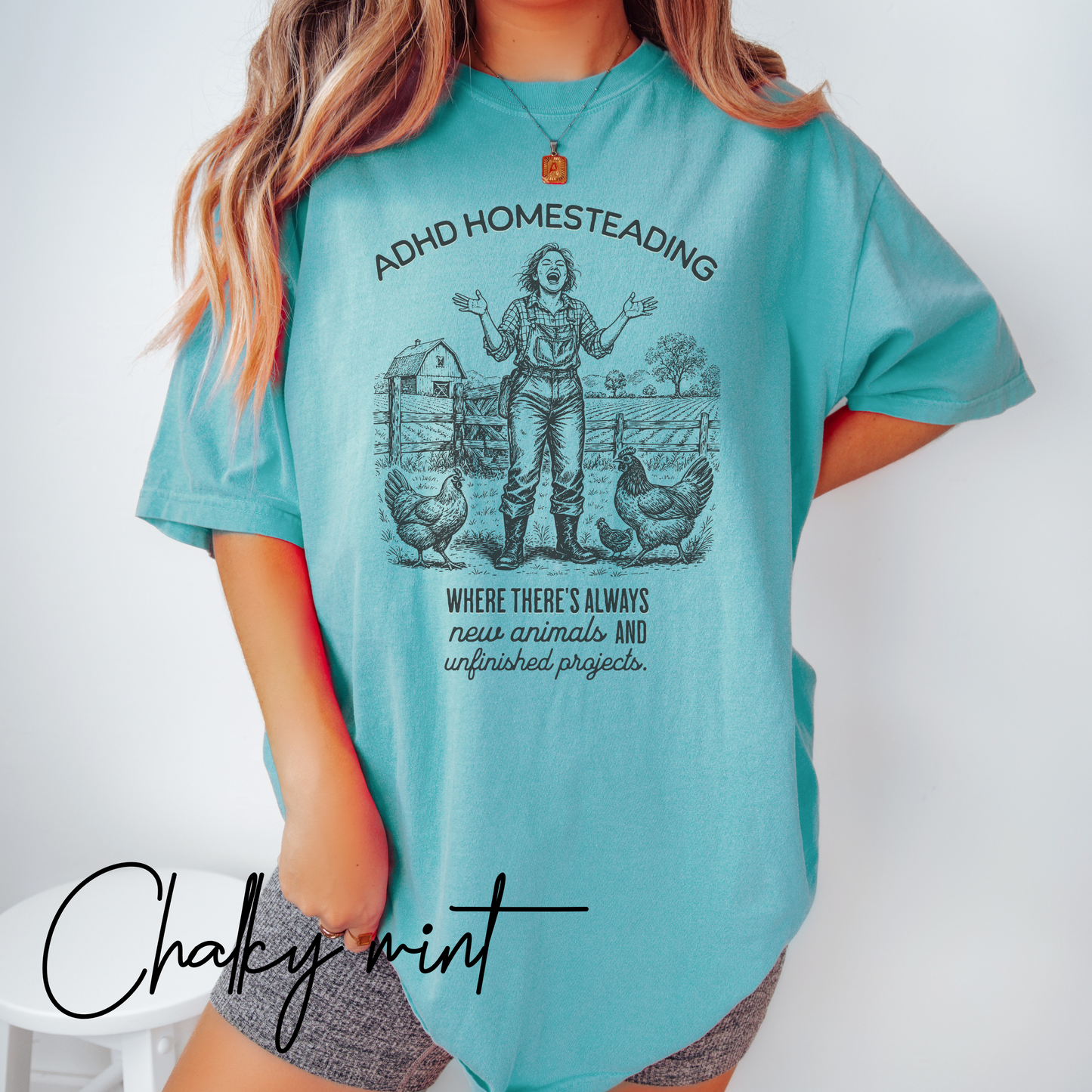 ADHD Homesteading T-Shirt – Funny Farm Life Graphic Tee for Homesteaders & Animal Lovers (Comfort Colors) Funny Homestead Shirt, Farm Girl Western Graphic Tee, Animal Lover T-Shirt, Gift For Farmer