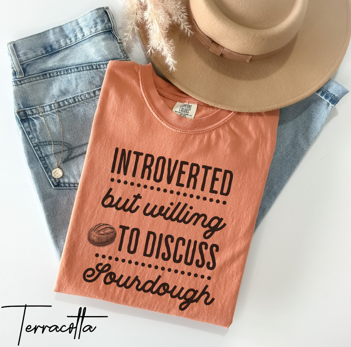 Funny Sourdough T-Shirt – “Introverted But Willing to Discuss Sourdough” Baking & Homestead Graphic Tee, Sourdough Shirt, Funny Bread Maker Shirt, Baker Gift, Homesteader Shirt
