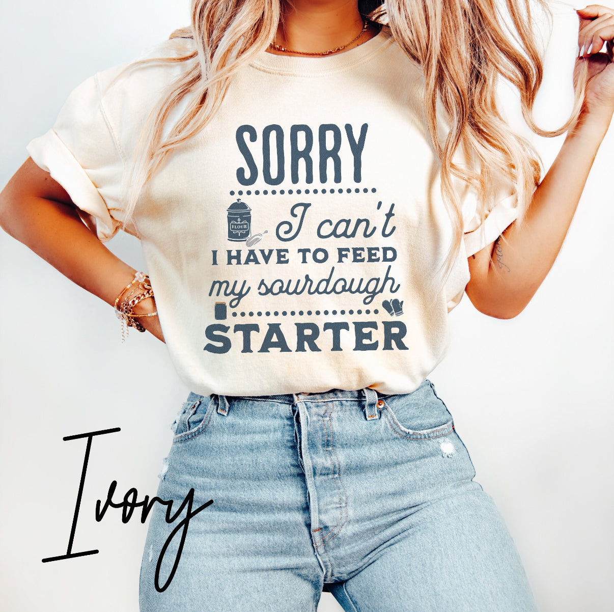 Funny Sourdough T-Shirt – “Sorry I Can’t, I Have to Feed My Sourdough Starter” Baking & Homestead Graphic Tee (Comfort Colors), Sourdough Starter Shirt, Funny Sourdough Shirt For Bakers, Homesteader Gift