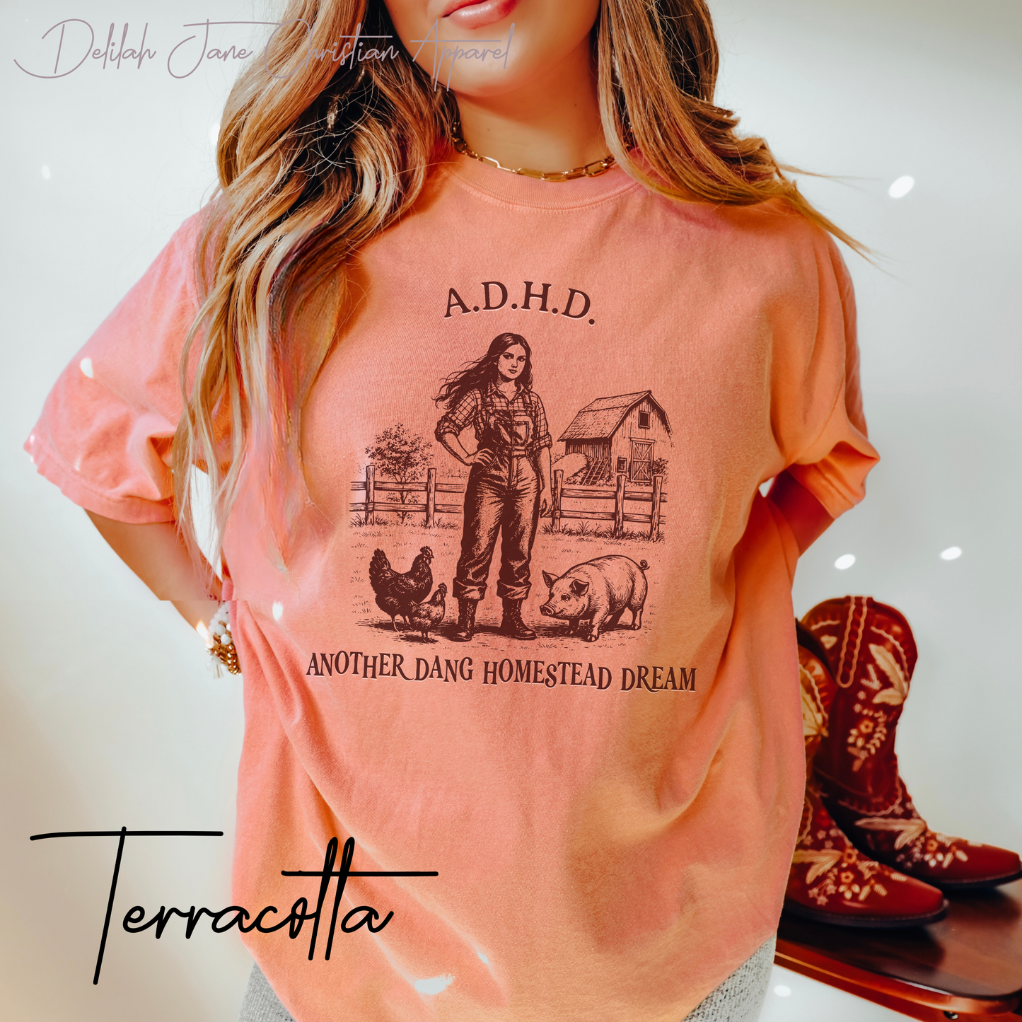 ADHD Another Dang Homestead Dream T-Shirt – Funny Farm Life Homesteader Graphic Tee, Comfort Colors Homestead T-Shirt, Homestead Mom Tee, Gifts For Homesteading Wife, Farm girl Shirt