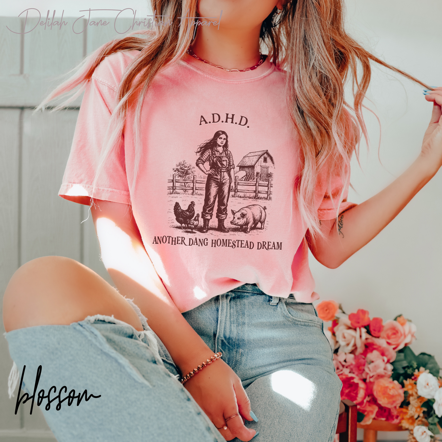 ADHD Another Dang Homestead Dream T-Shirt – Funny Farm Life Homesteader Graphic Tee, Comfort Colors Homestead T-Shirt, Homestead Mom Tee, Gifts For Homesteading Wife, Farm girl Shirt