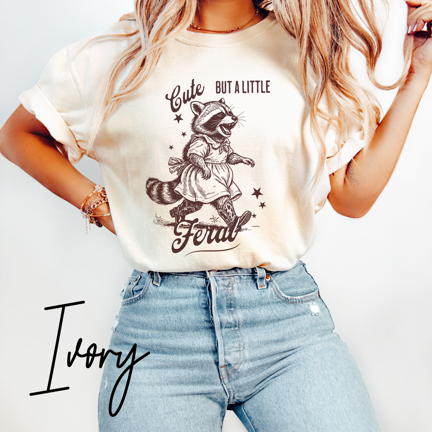 Cute But a Little Feral T-Shirt – Funny Raccoon Graphic Tee for Country Girls & Homesteaders (Comfort Colors) Feral Wife T-Shirt, Funny Homesteading Tee, Farm Girl Shirt, Feral Raccoon Tee, Homestead Shirt, Gift For Wife