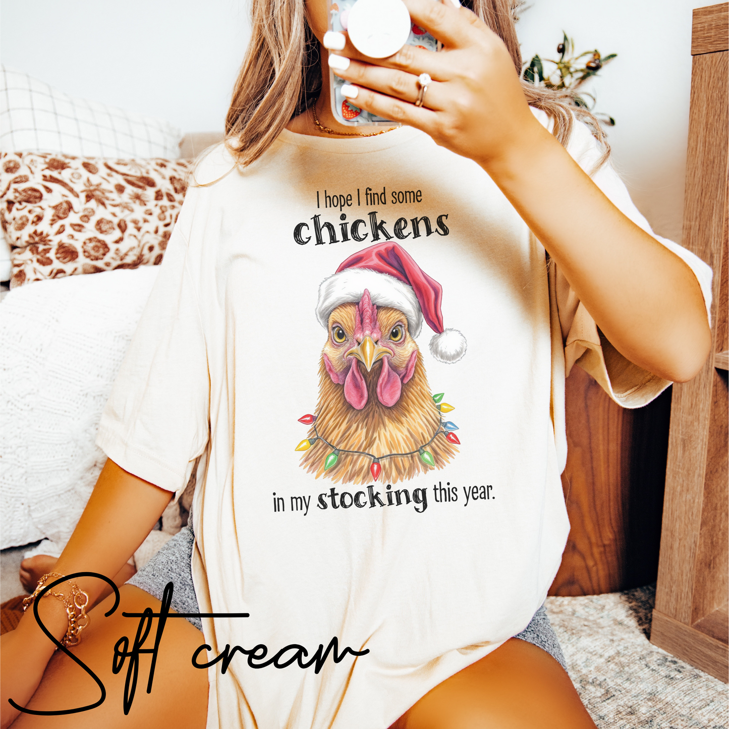 I Hope I Find Chickens in My Stocking Holiday Farm Graphic Tee