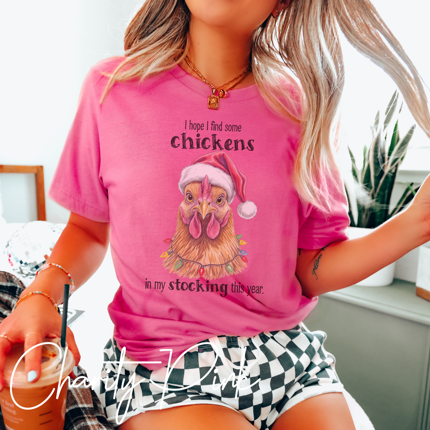 I Hope I Find Chickens in My Stocking Holiday Farm Graphic Tee