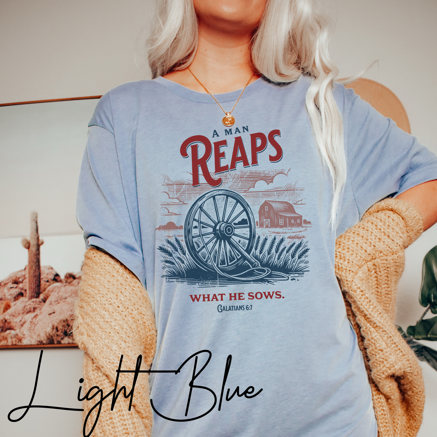 Christian Homestead T-Shirt – “A Man Reaps What He Sows” Galatians 6:7 Bible Verse Farm Graphic Tee, Homesteading T-Shirt, Farming Shirt For Men, Gift For Christian Men