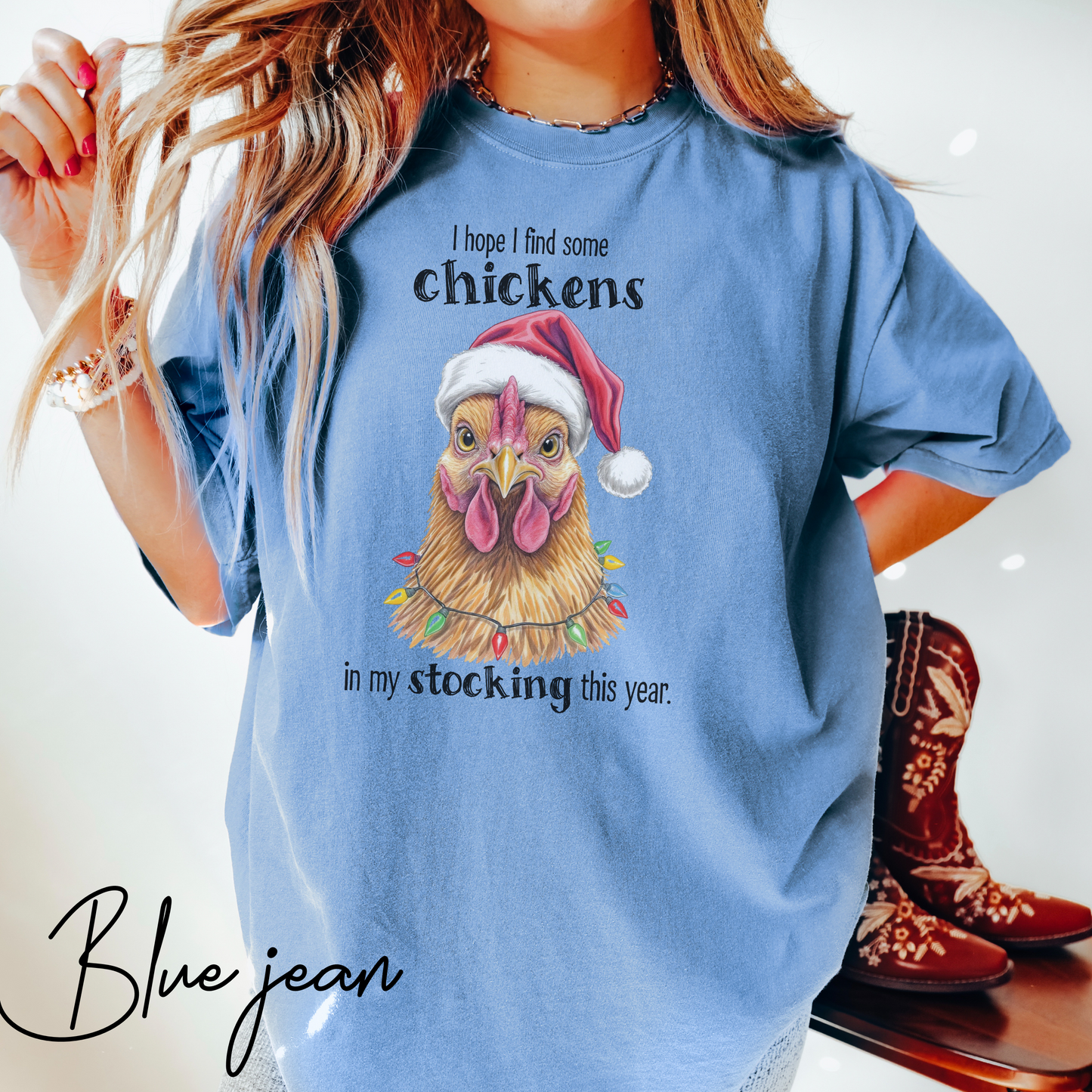 I Hope I Find Chickens in My Stocking Holiday Farm Graphic Tee