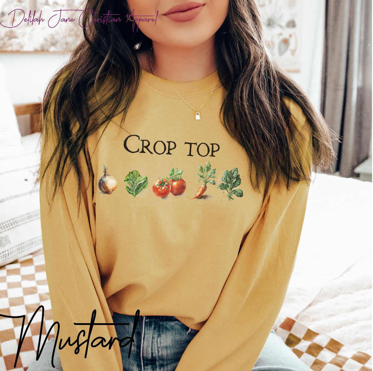 Funny Gardening Sweatshirt – “Crop Top” Vegetable Pun Long Sleeve for Gardeners & Homesteaders, Funny Gardening Shirt, Vegetable Tee, Homesteading Shirt, Gift For Gardener