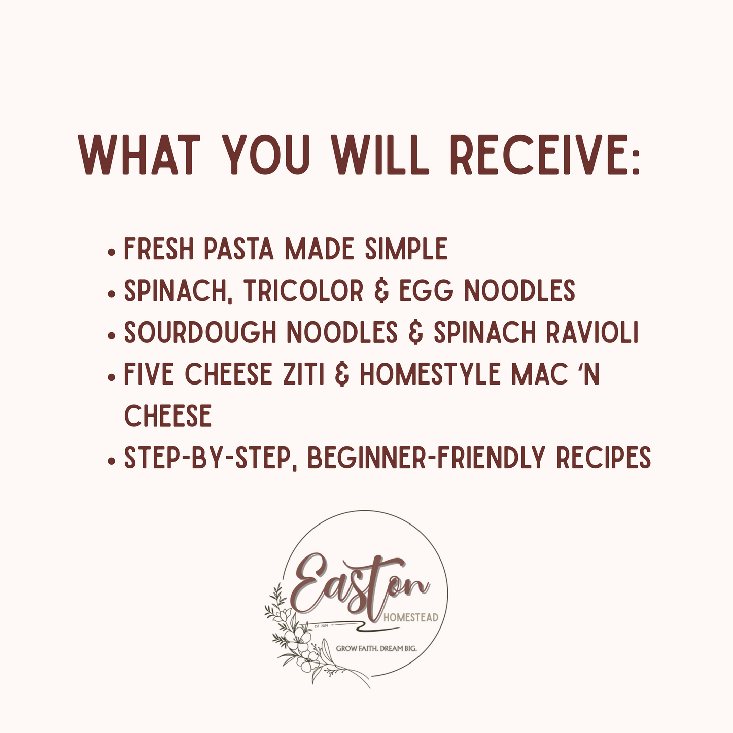 The Easton Homestead Pasta Recipes | Digital Download