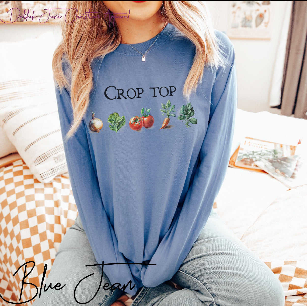 Funny Gardening Sweatshirt – “Crop Top” Vegetable Pun Long Sleeve for Gardeners & Homesteaders, Funny Gardening Shirt, Vegetable Tee, Homesteading Shirt, Gift For Gardener