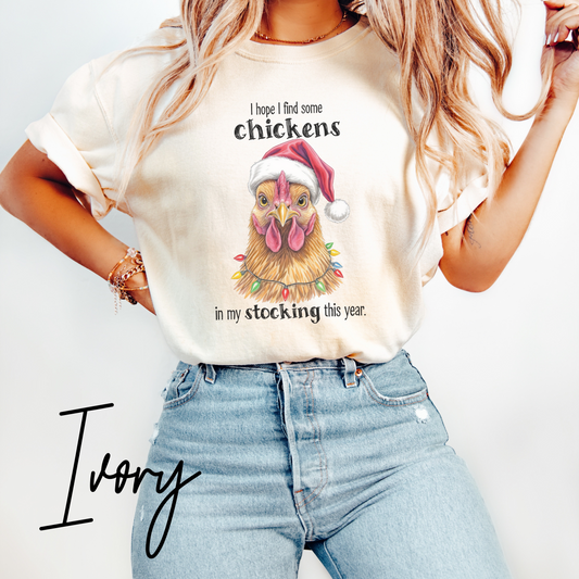 I Hope I Find Chickens in My Stocking Holiday Farm Graphic Tee