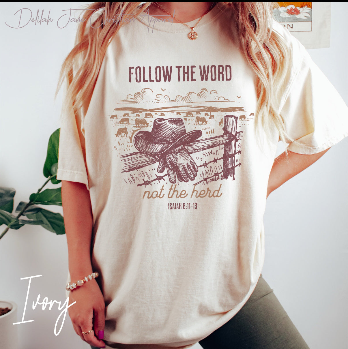 Christian Western T-Shirt – “Follow the Word Not the Herd” Isaiah 8:11–13 Bible Verse Graphic Tee, Western Christian Shirt, Scripture Tee, Christian Apparel For Country Girls