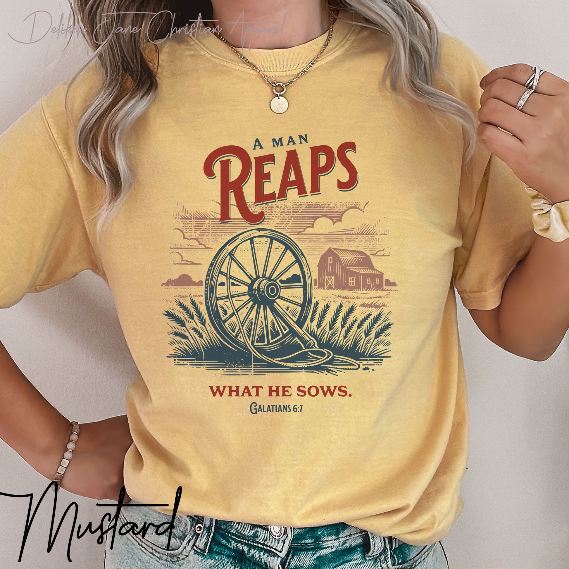 Christian Homestead T-Shirt – “A Man Reaps What He Sows” Galatians 6:7 Bible Verse Farm Graphic Tee, Homesteading T-Shirt, Farming Shirt For Men, Gift For Christian Men