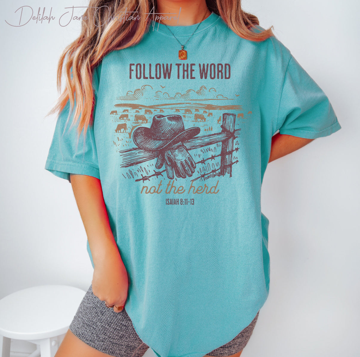 Christian Western T-Shirt – “Follow the Word Not the Herd” Isaiah 8:11–13 Bible Verse Graphic Tee, Western Christian Shirt, Scripture Tee, Christian Apparel For Country Girls