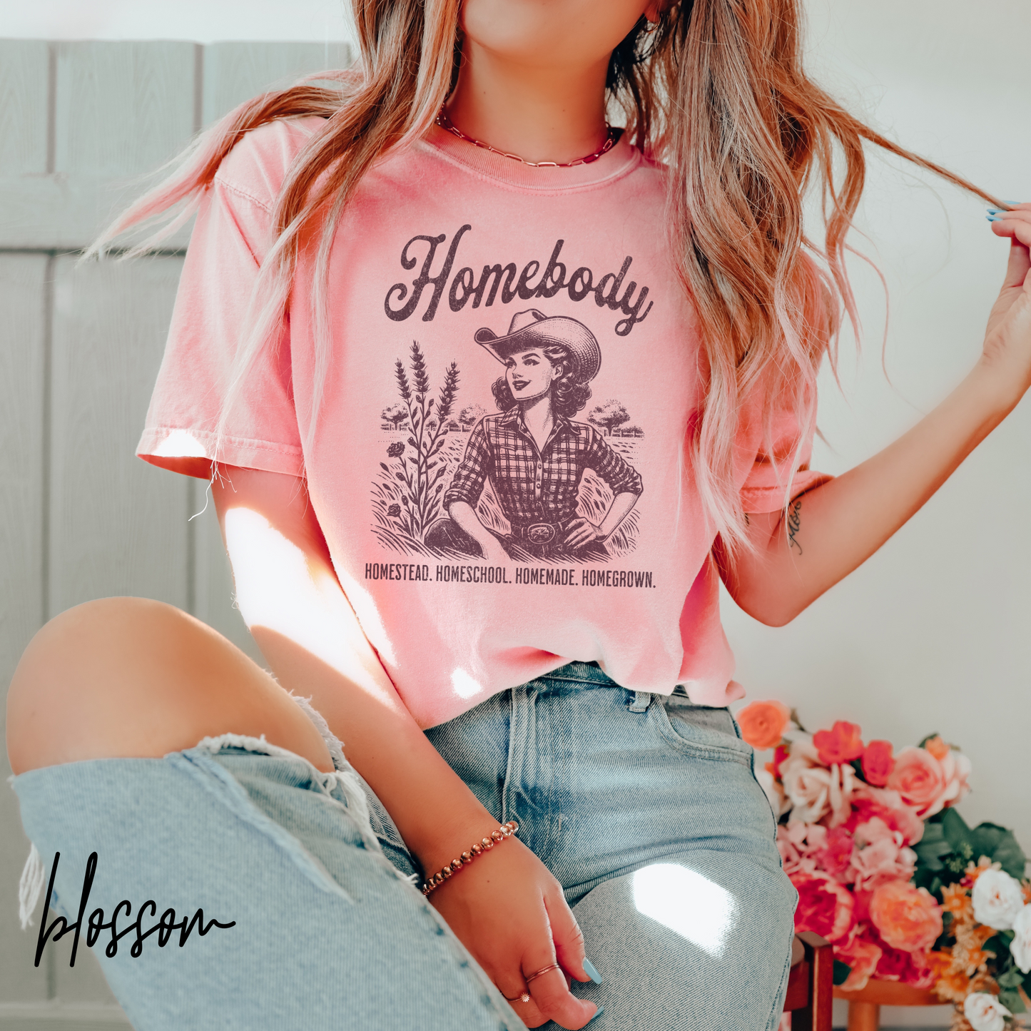 Homebody T-Shirt – Vintage Homestead, Homeschool, Homemade & Homegrown Graphic Tee (Comfort Colors), Homestead T-Shirt, Funny Homesteading Shirt, Homemaker Shirt, Gift For Farmer, Homeschool Mom Tee