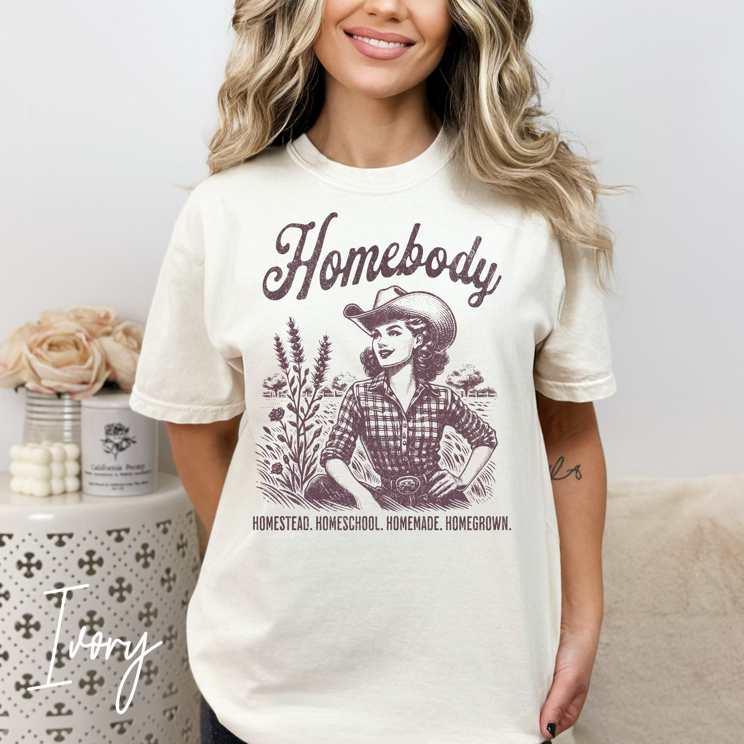 Homebody T-Shirt – Vintage Homestead, Homeschool, Homemade & Homegrown Graphic Tee (Comfort Colors), Homestead T-Shirt, Funny Homesteading Shirt, Homemaker Shirt, Gift For Farmer, Homeschool Mom Tee