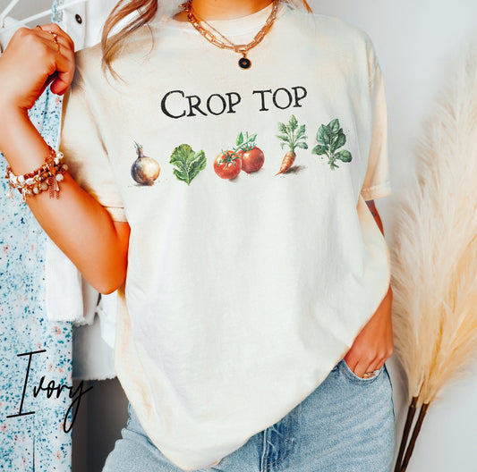 Funny Garden T-Shirt – “Crop Top” Vegetable Pun Tee for Gardeners & Homesteaders (Comfort Colors) Funny Gardener Tee, Homesteader Shirt, Garden Lover Shirt, Vegetable Tee, Gardening Gift