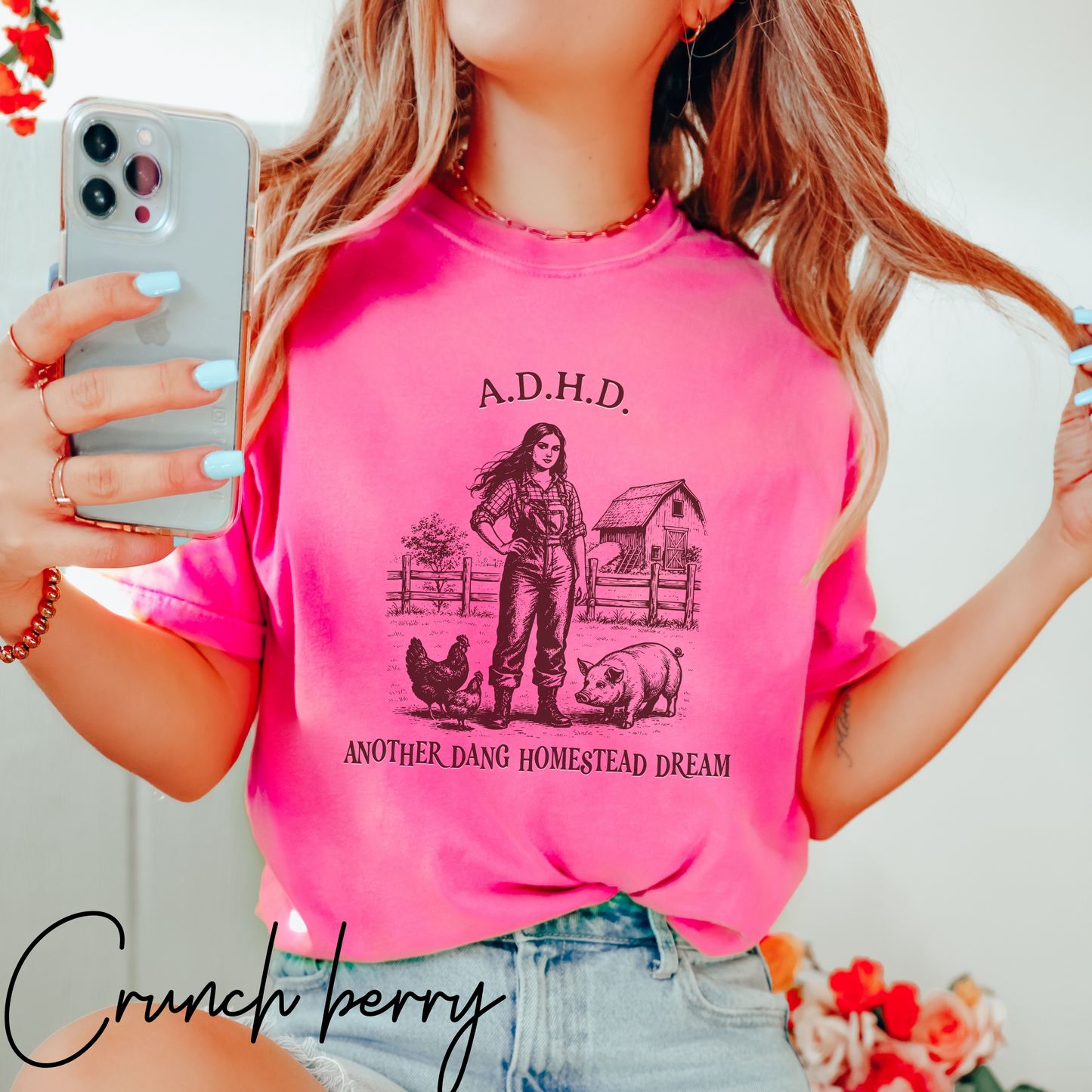 ADHD Another Dang Homestead Dream T-Shirt – Funny Farm Life Homesteader Graphic Tee, Comfort Colors Homestead T-Shirt, Homestead Mom Tee, Gifts For Homesteading Wife, Farm girl Shirt