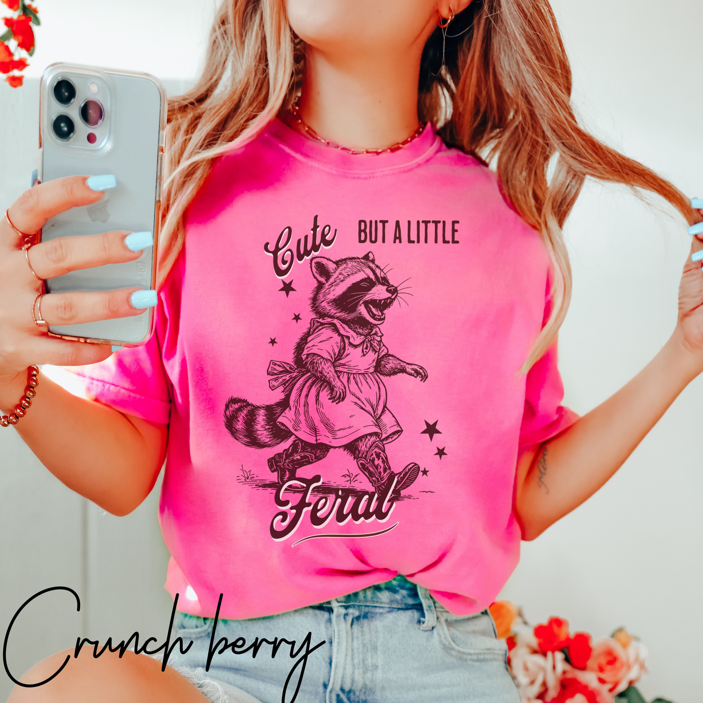 Cute But a Little Feral T-Shirt – Funny Raccoon Graphic Tee for Country Girls & Homesteaders (Comfort Colors) Feral Wife T-Shirt, Funny Homesteading Tee, Farm Girl Shirt, Feral Raccoon Tee, Homestead Shirt, Gift For Wife