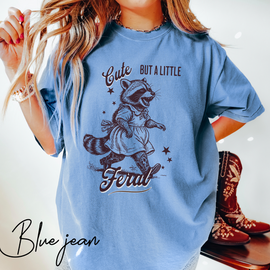 Cute But a Little Feral T-Shirt – Funny Raccoon Graphic Tee for Country Girls & Homesteaders (Comfort Colors) Feral Wife T-Shirt, Funny Homesteading Tee, Farm Girl Shirt, Feral Raccoon Tee, Homestead Shirt, Gift For Wife