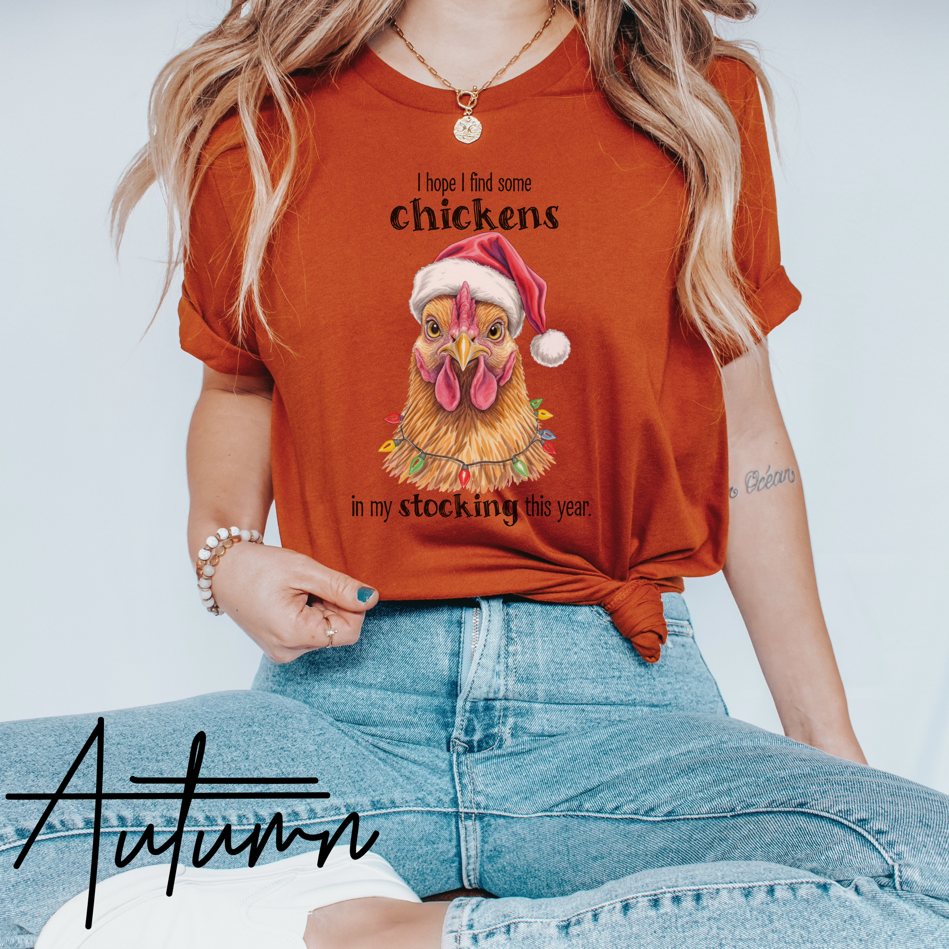 I Hope I Find Chickens in My Stocking Holiday Farm Graphic Tee