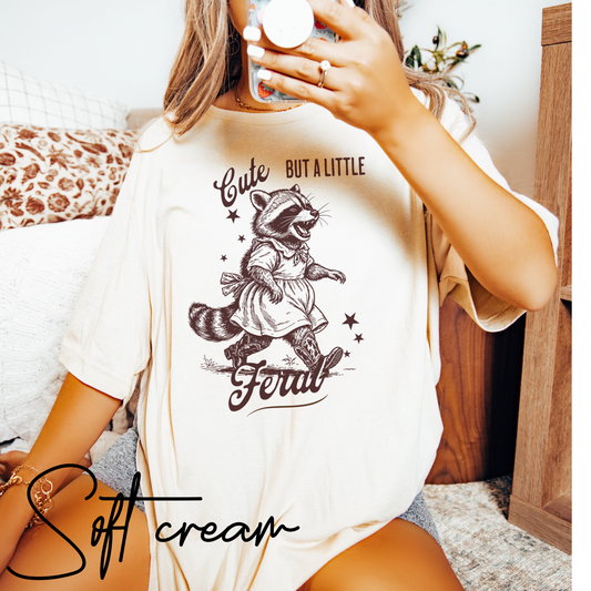Cute But a Little Feral T-Shirt – Funny Raccoon Graphic Tee for Country Girls & Homesteaders, Feral Wife T-Shirt, Funny Homesteading Tee, Farm Girl Shirt, Feral Raccoon Tee, Homestead Shirt, Gift For Wife