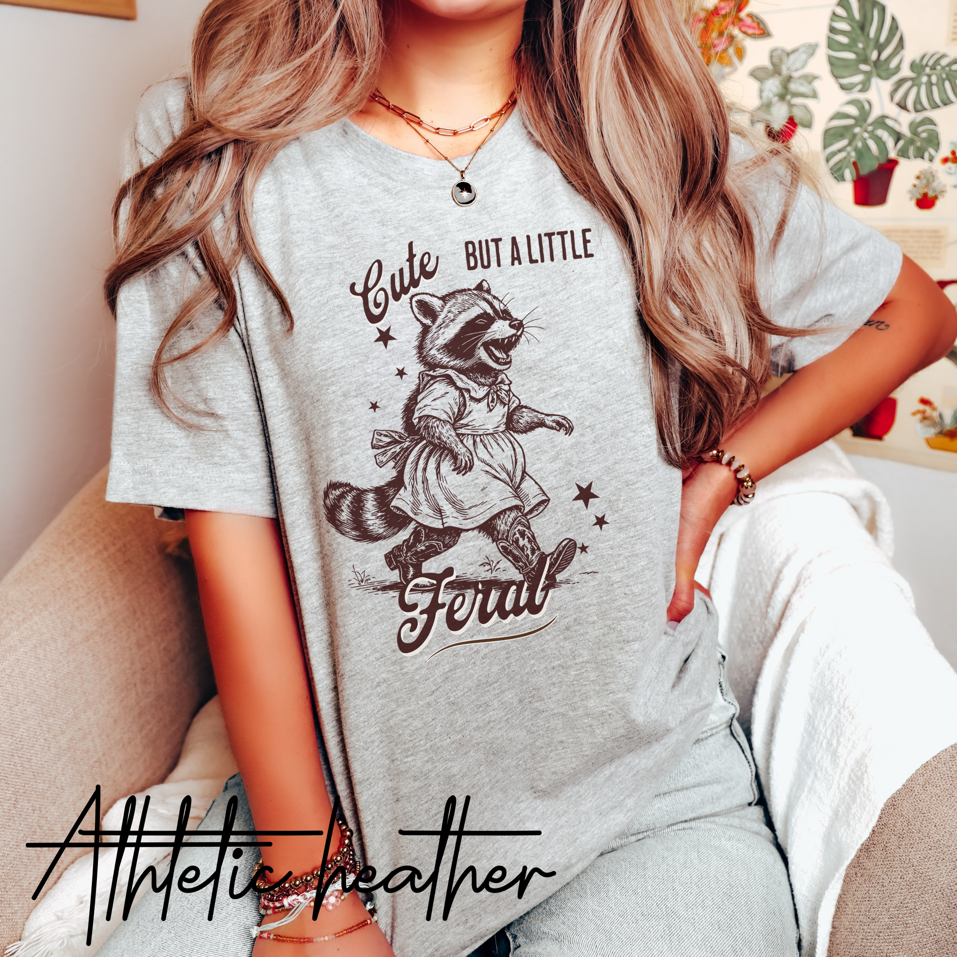 Cute But a Little Feral T-Shirt – Funny Raccoon Graphic Tee for Country Girls & Homesteaders, Feral Wife T-Shirt, Funny Homesteading Tee, Farm Girl Shirt, Feral Raccoon Tee, Homestead Shirt, Gift For Wife